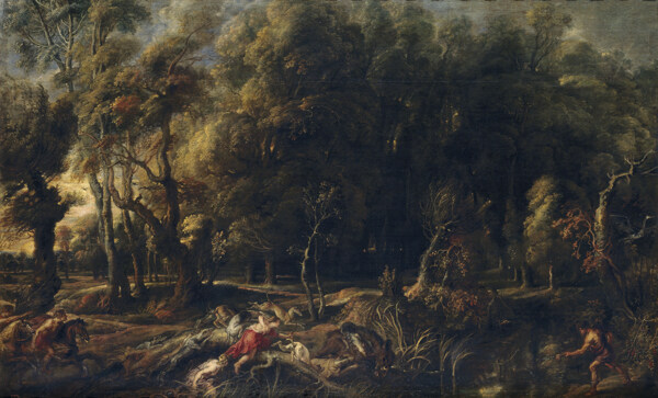 RubensPeterPaulAtalantaandMeleagerhuntingtheWildBoarofCalydonCa.1636德国画家彼得保罗鲁本斯pete