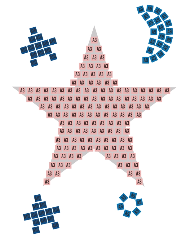 方格子五角星创意矢量图形