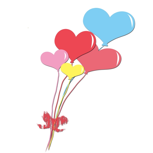 情人节心形气球插画