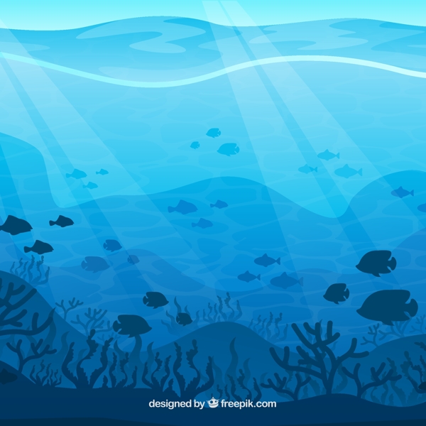 卡通海底世界矢量图