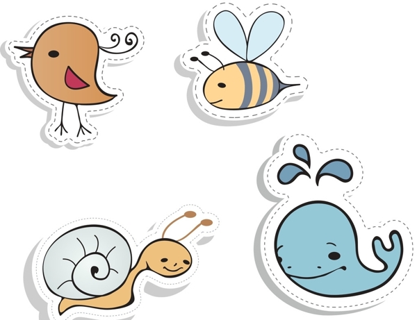 小鸟海豚蜗牛图片