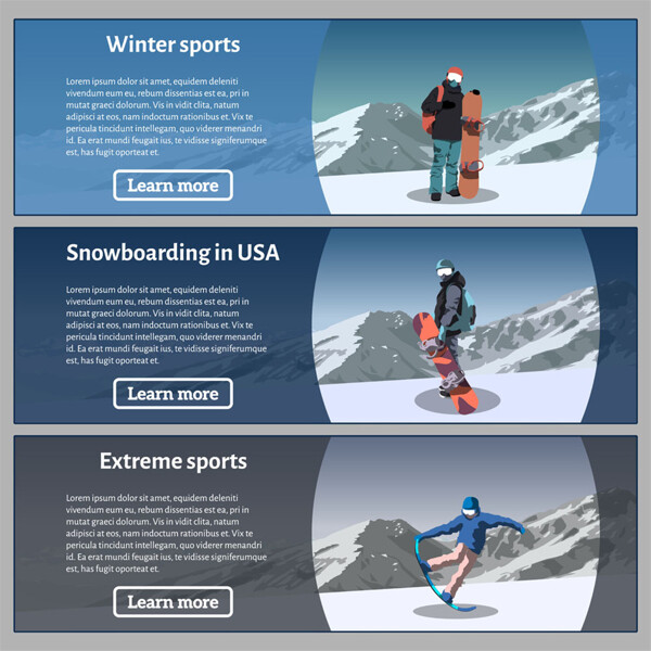 滑雪运动的人物横幅广告模版图片