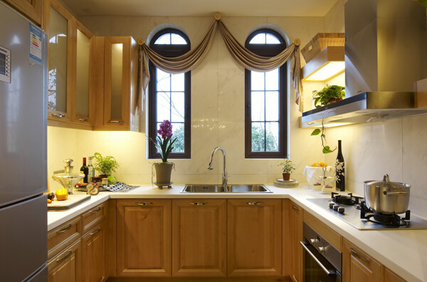 精致美式复古设计厨房效果图