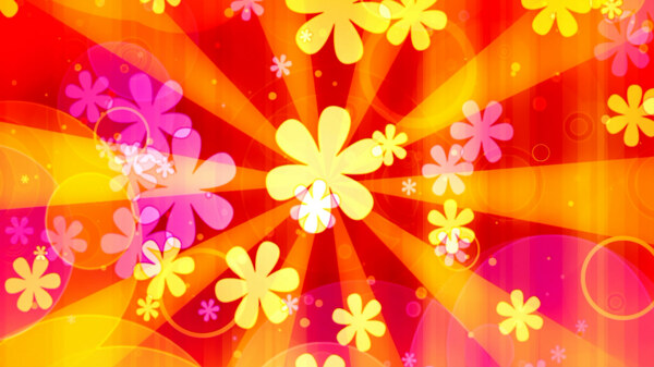 缤纷色彩射线背景花朵视频素材