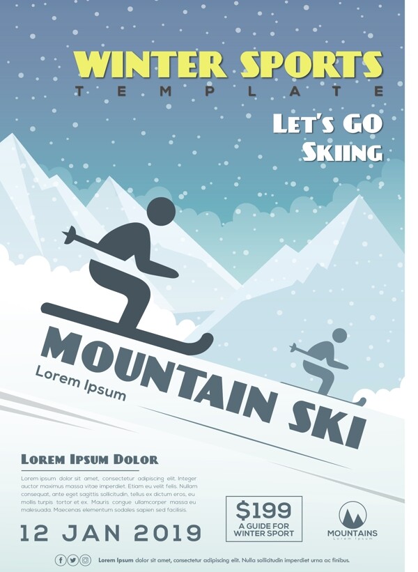 山冬季滑雪海报设计