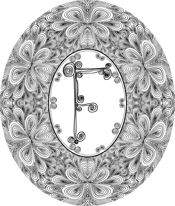 手繪字體字母F矢量插畫