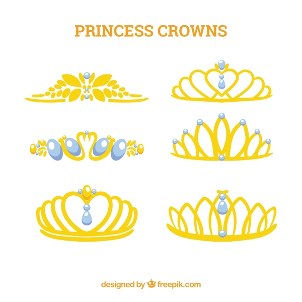 镶嵌蓝色珠宝的公主王冠矢量素材