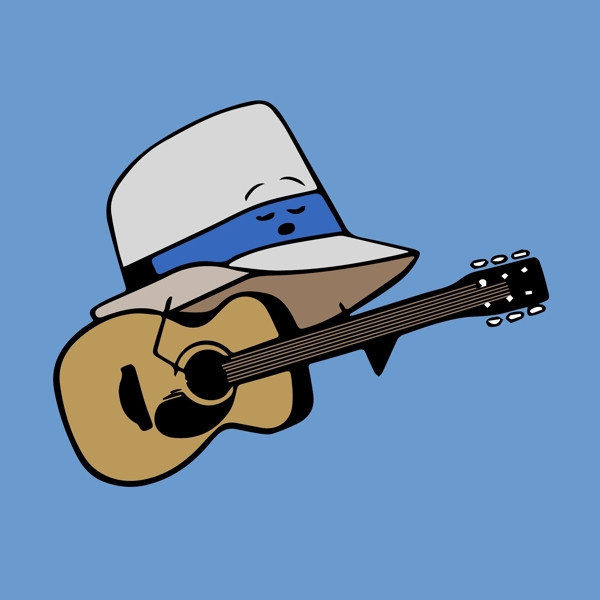 印花矢量图卡通生活元素帽子吉他免费素材