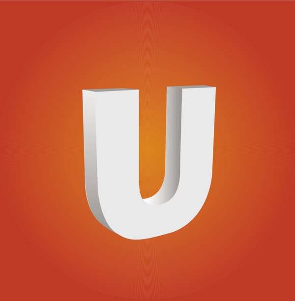 三維矢量字母U的文本