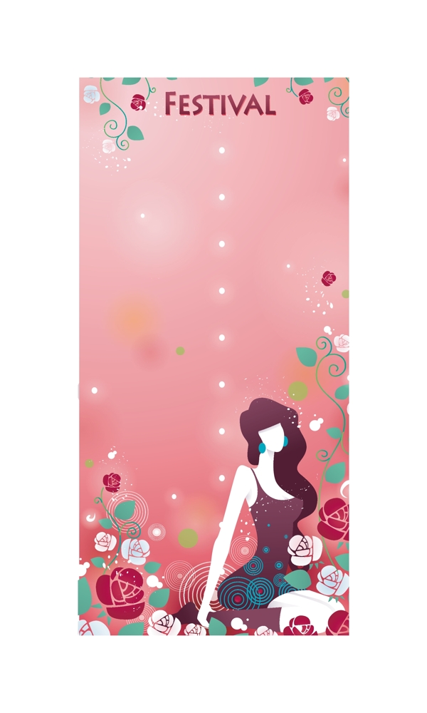 女性花紋矢量素材