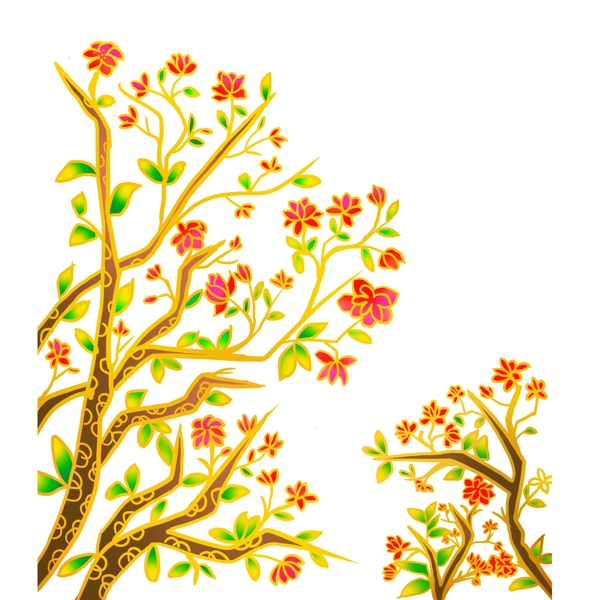 梅花樹中國風(fēng)流光溢彩插畫可商用元素
