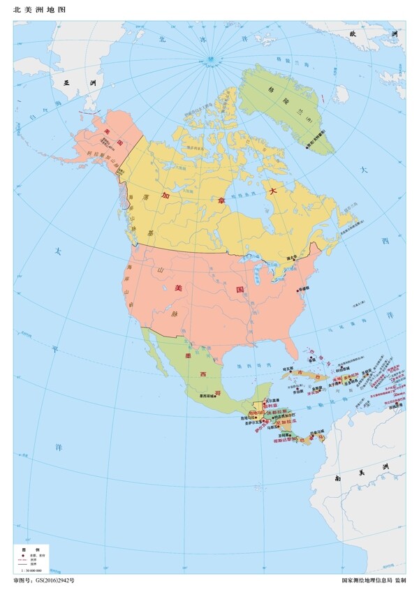 13000万北美洲地图