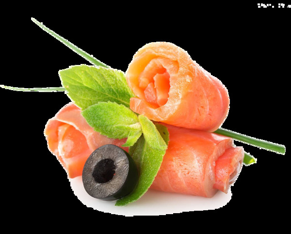 清新三文鱼花卷日式料理美食产品实物