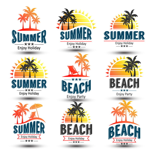 夏日假期logo标志标签矢量图集