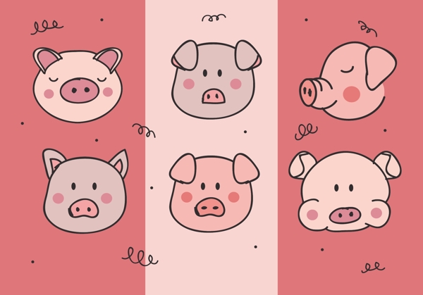 猪头小猪绘画