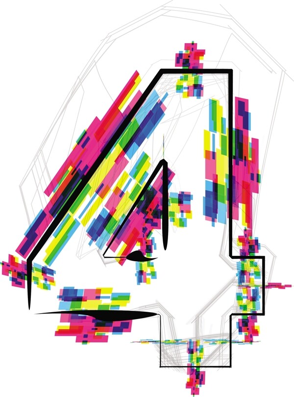 4號字體插畫矢量圖