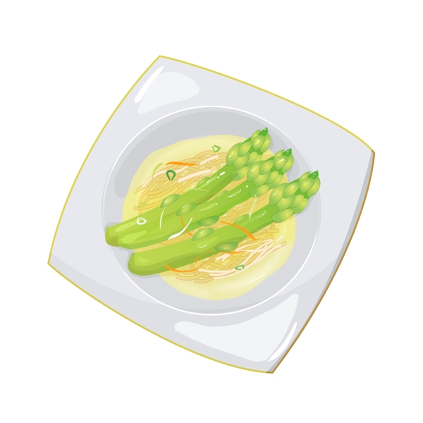手绘素食美食菜肴系列之清汤千张芦笋尖