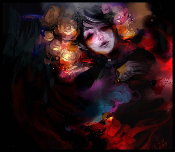 位圖人物少女玫瑰花色彩免費素材