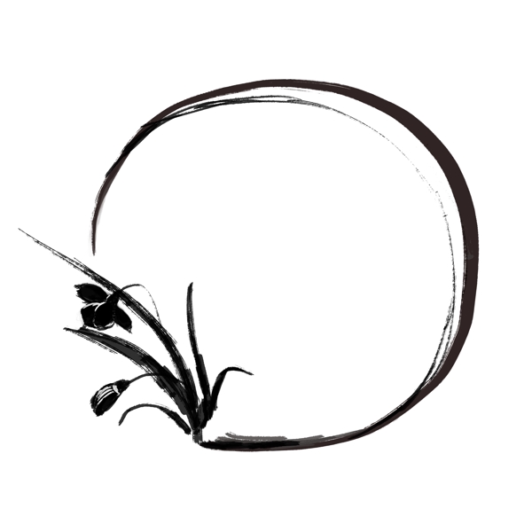 水墨边框中国风水墨兰花边框手绘植物边框