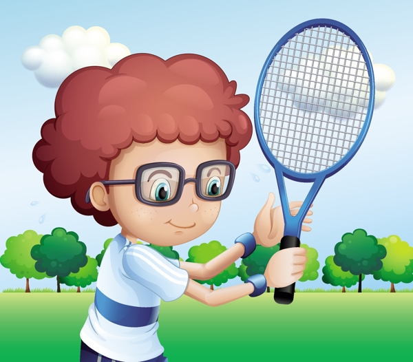 卡通网球运动