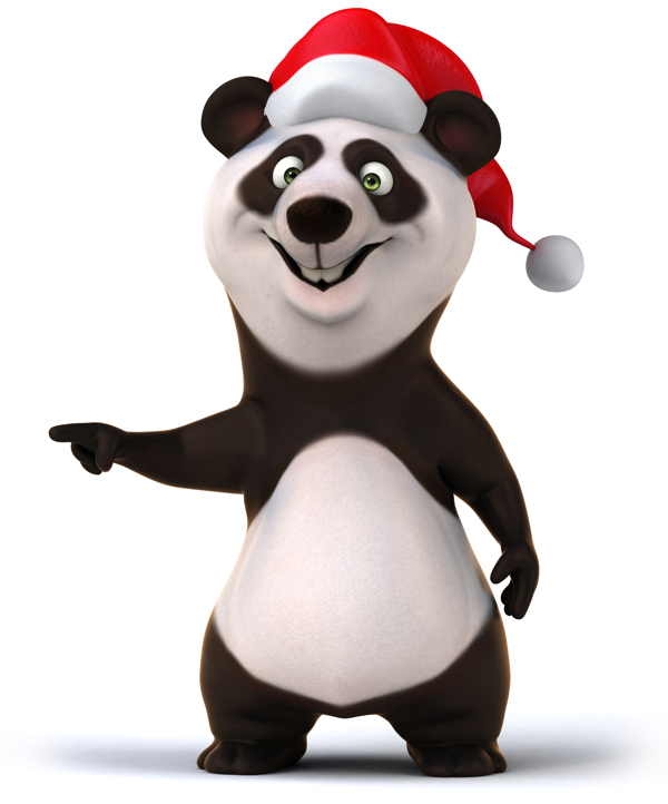 带着圣诞帽子的卡通熊猫图片