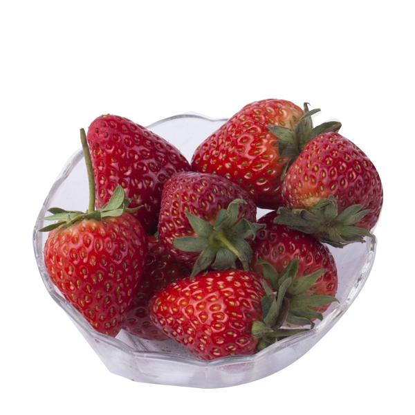 一碗新鲜的草莓免抠图