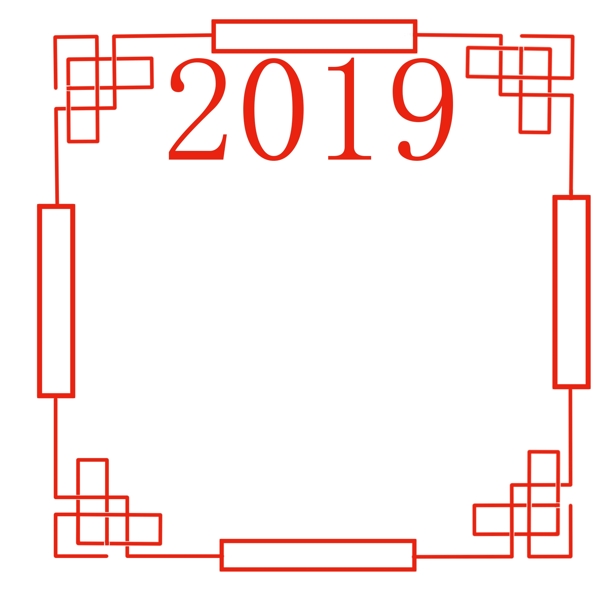 新年立體邊框插畫