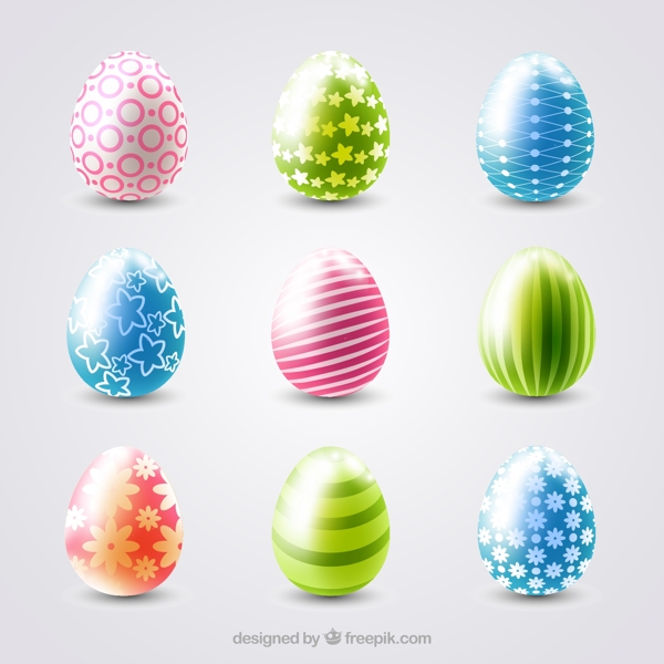 9款彩色立体花纹彩蛋矢量素材