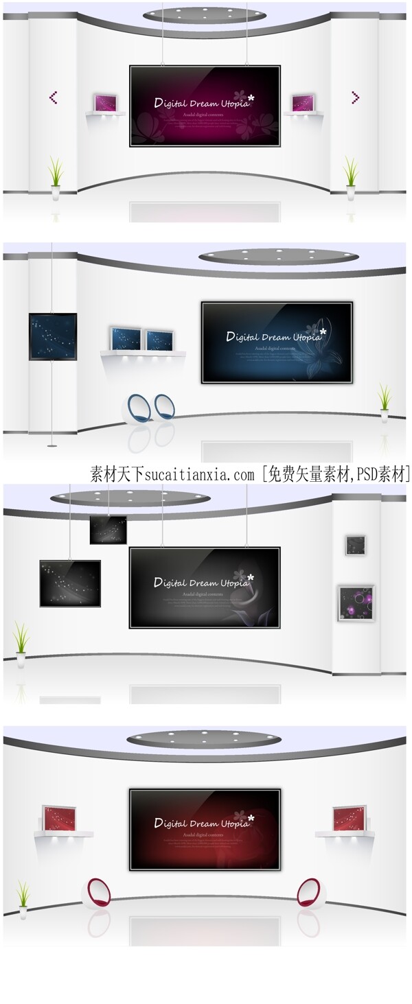 電視背景墻效果圖矢量素材3