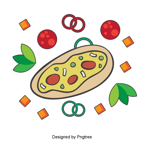 漂亮卡通可爱手绘创意糕点小吃比萨饼
