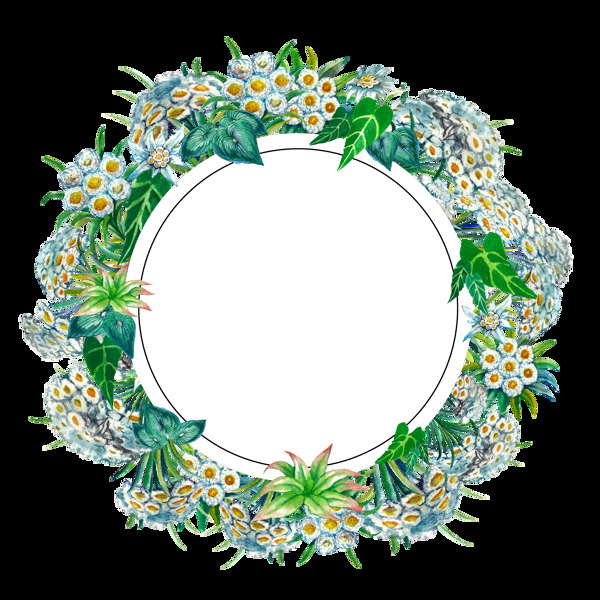圆形花环透明装饰素材