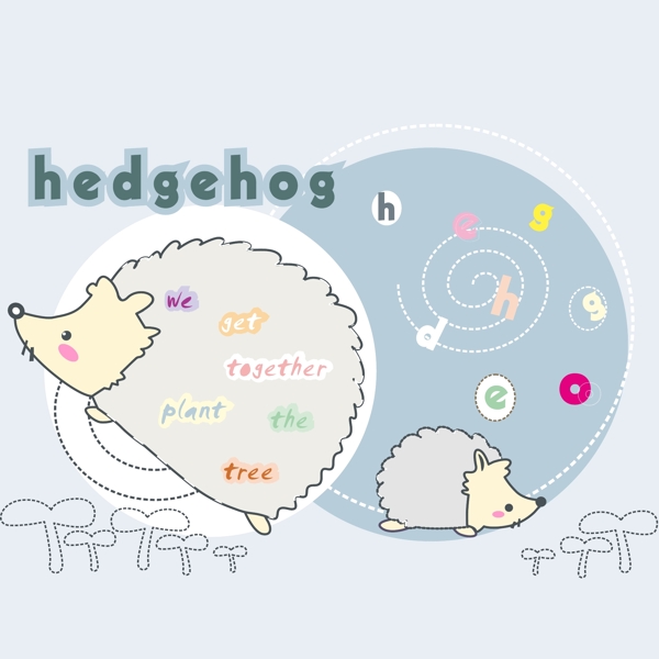 印花矢量圖可愛卡通卡通動物刺猬螺旋形免費素材