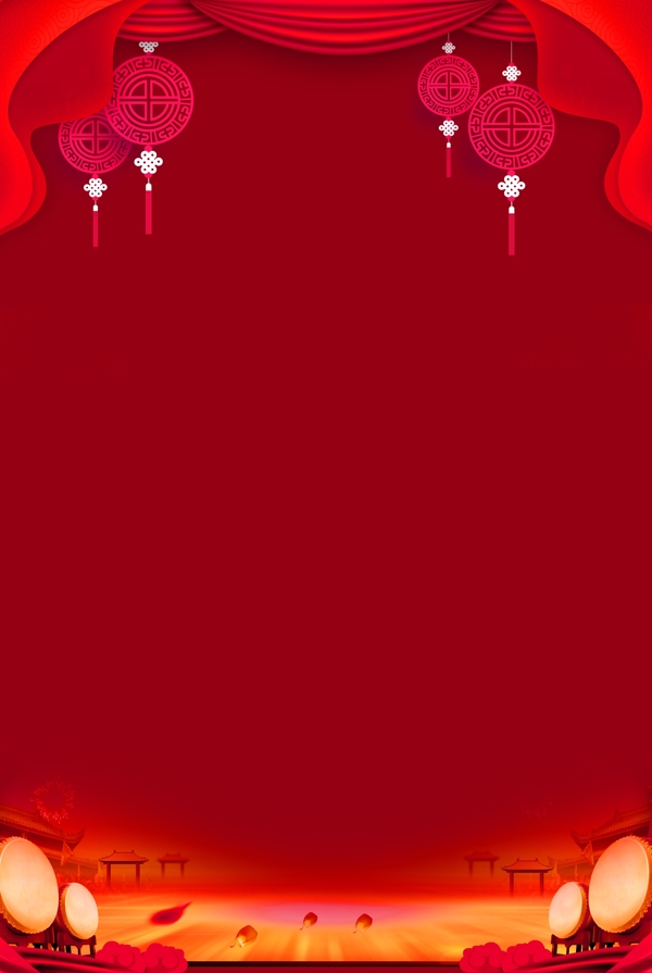 红色中国结新年背景设计