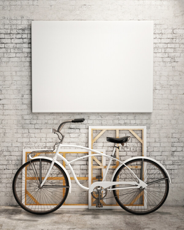 自行车与空白壁画