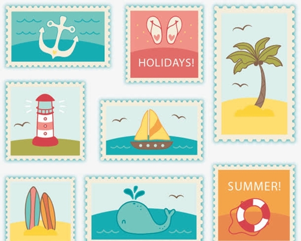 海洋元素邮票图片