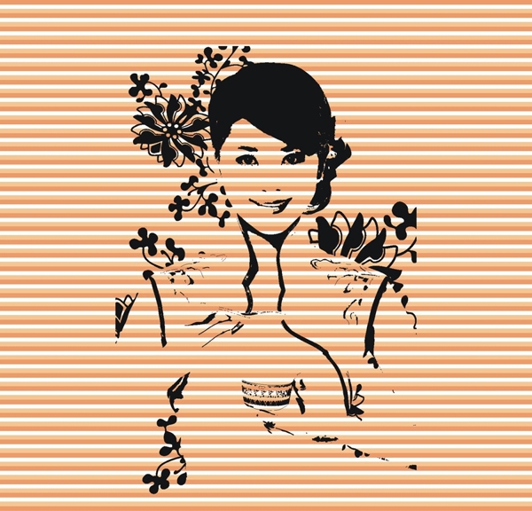 端碗的美女圖片