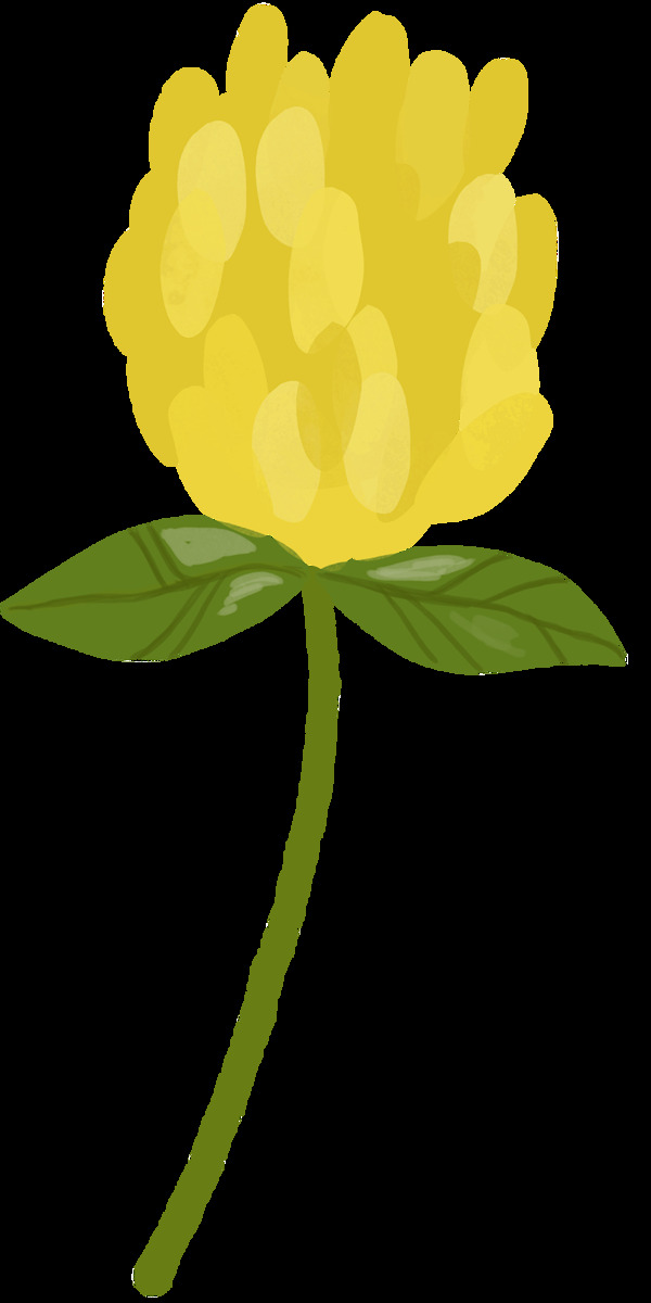 黄色茂盛花朵卡通水彩透明素材
