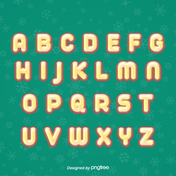 26字母黄色创意饼干圣诞背景艺术字