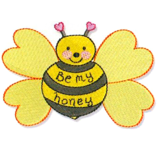 绣花蜜蜂文字英文家纺免费素材