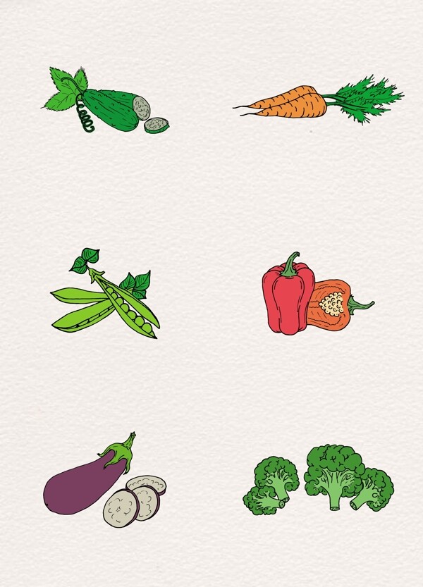 彩绘素食蔬菜矢量素材