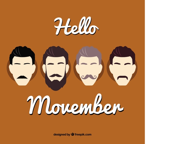 布朗Movember背景四种胡子