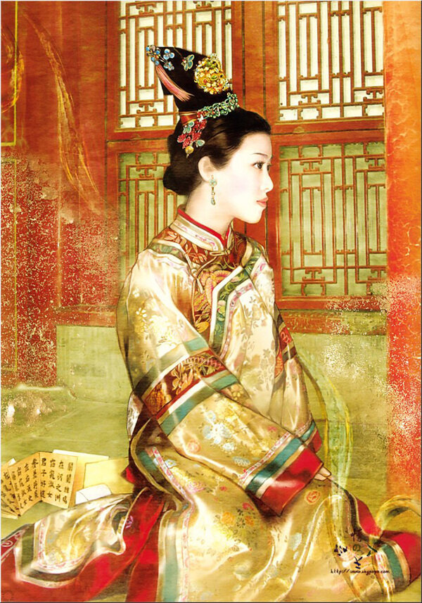 手繪古裝美女圖片