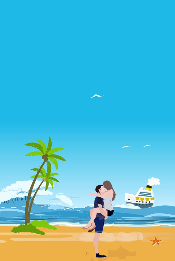 浪漫海滩接吻国际接吻日