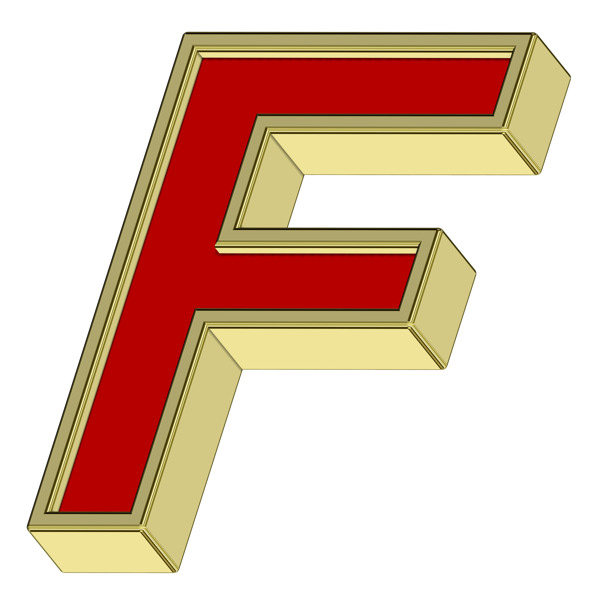 紅與金框字母一信套白色隔離
