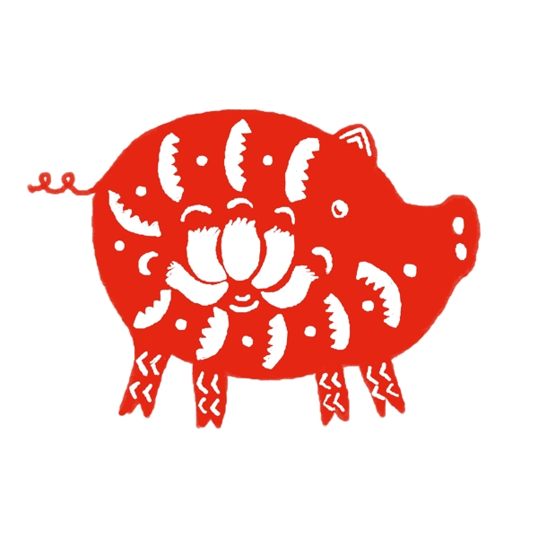 窗花剪紙創(chuàng)意豬元素