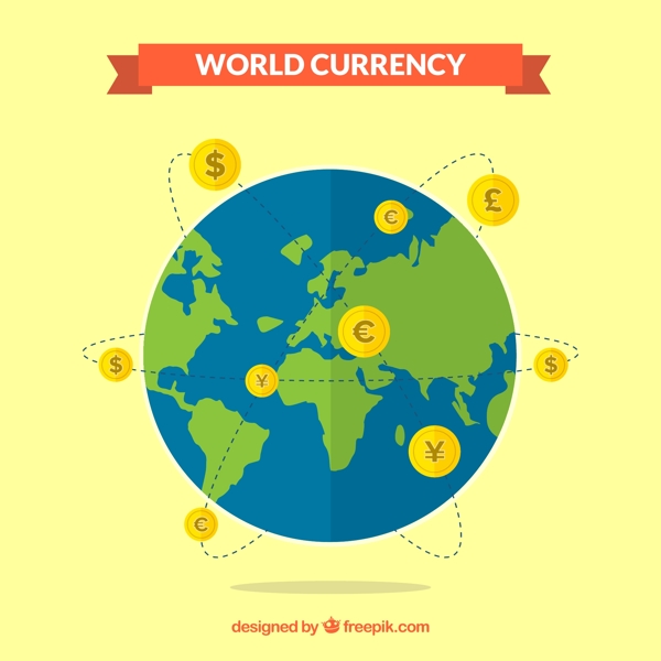 创意地球世界货币插画矢量素材