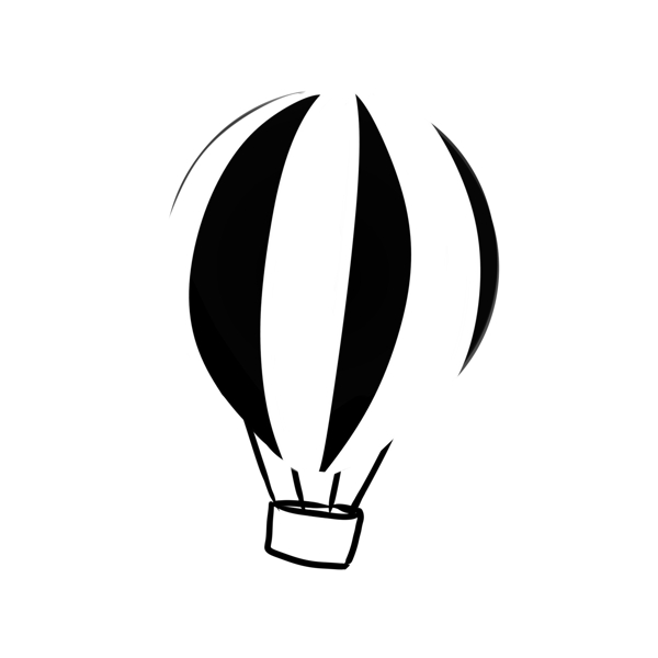 黑白剪影条纹图案的热气球