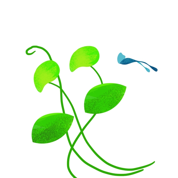 漂浮的绿色植物插图