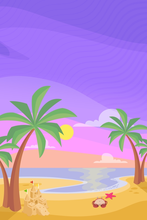 夏季黄昏沙滩风景