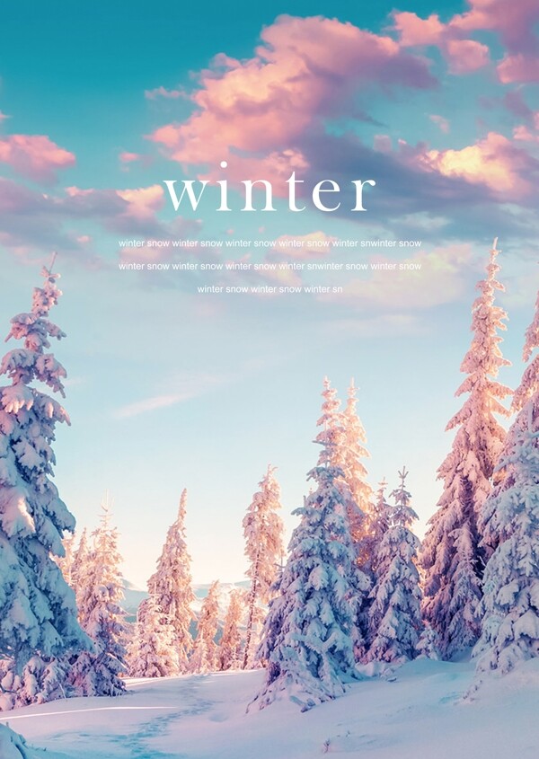 时尚大气窗口的冬季雪景海报